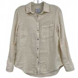 Rails Cream Ellis Button-Down Shirt | Women’s XS Cotton Solid